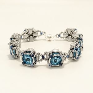 Blue & Silver Crystal Rivoli Bracelet (8")